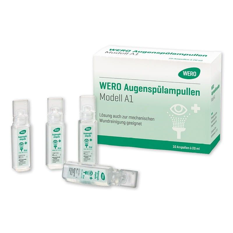 Fiale per lavaggio oculare Wero modello A1, 10 x 20 ml