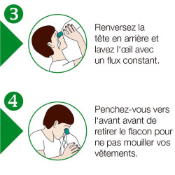 Bouteille de rinçage oculaire NaCl, 500 ml, incl. support